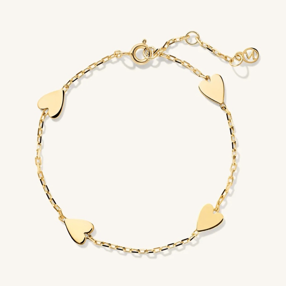 Mejuri 18k Gold Vermeil “Heart Station” Bracelet XS-M - NEW**